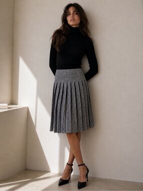 ALEEZA PARIS NWT Houndstooth Pleated Knit Skirt / Classic Wonder Skirt